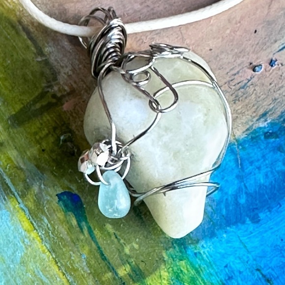 Quartz Pendant Necklace Gemstone Wire Wrapped 16-18’ Chain 4250 W - Picture 2 of 10